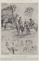 La guerre hispano-américaine, scènes dans le camp de Tampa, où les troupes américaines se rassemblent pour l